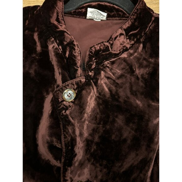 CP Shades Vintage Medium Velvet Asymmetrical Button-Up Jacket Burgundy OVERSIZED - Picture 5 of 6
